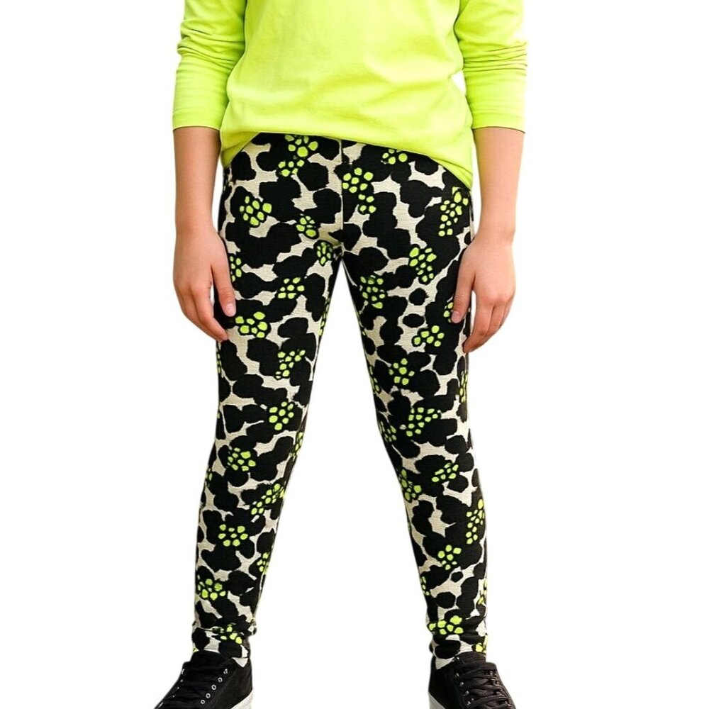Cat & Jack Lg 10/12 Leggings Leopard stretch Pants Neon Leopard Animal print